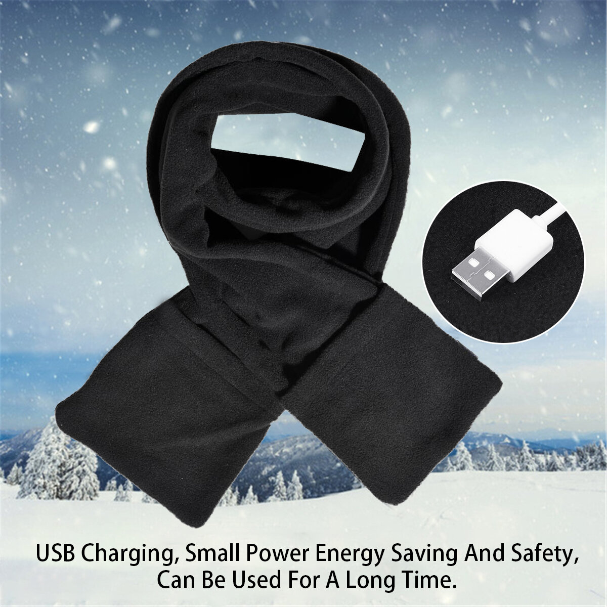 USB Heating Electric Heated Neck Wrap Scarves Outdoor Sport Camping COD